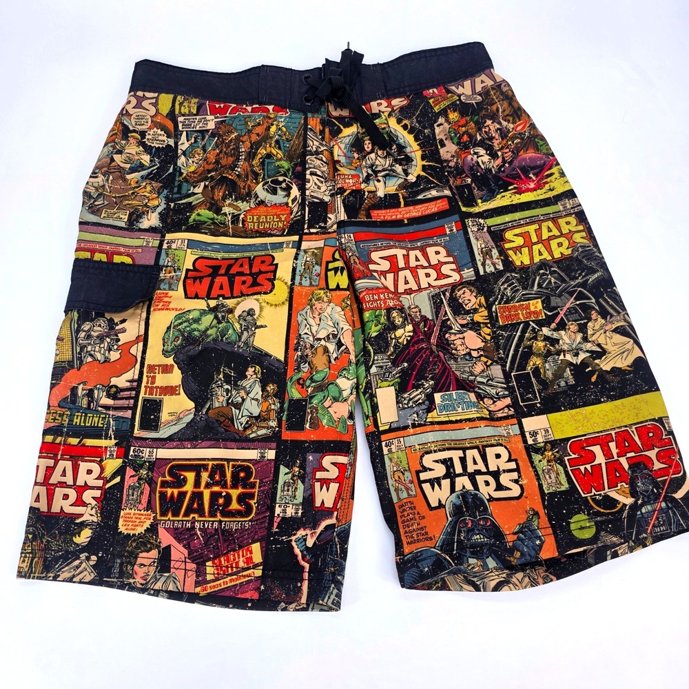Star Wars Mens Comic Book Print Board‎ Shorts Swim Trunks Multicolor Large